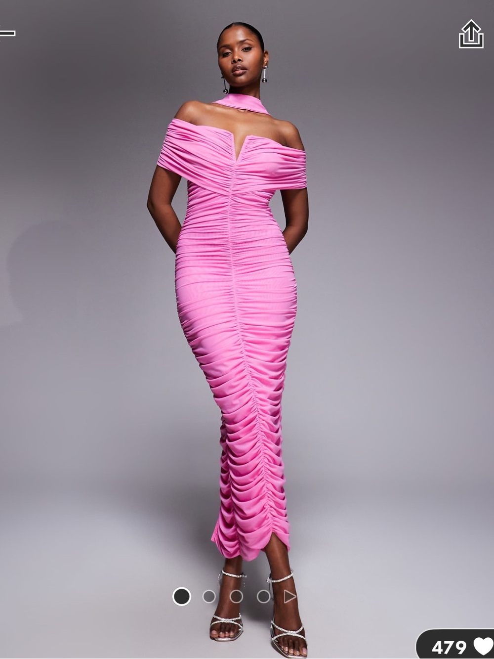 Ruched & Ready Bodycon Maxi Dress in Pink